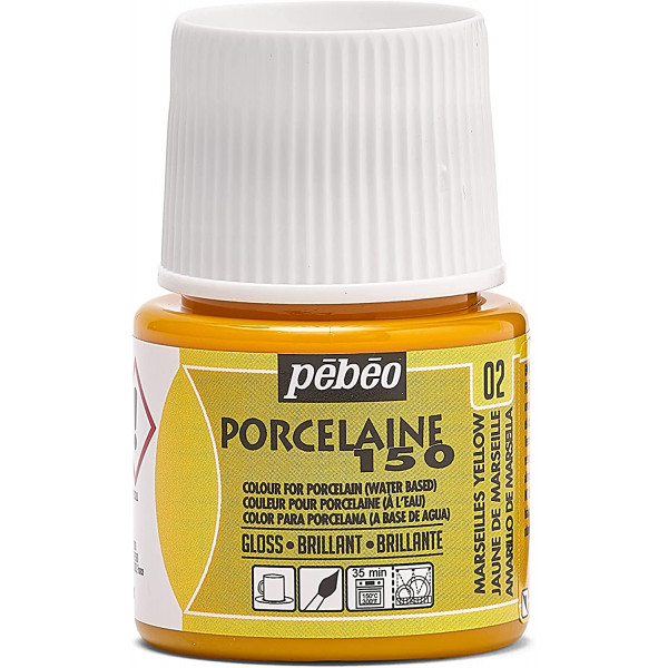 photo-Peinture pour porcelaine - Pébéo - Porcelaine 150 - Jaune de Marseille - 45 ml