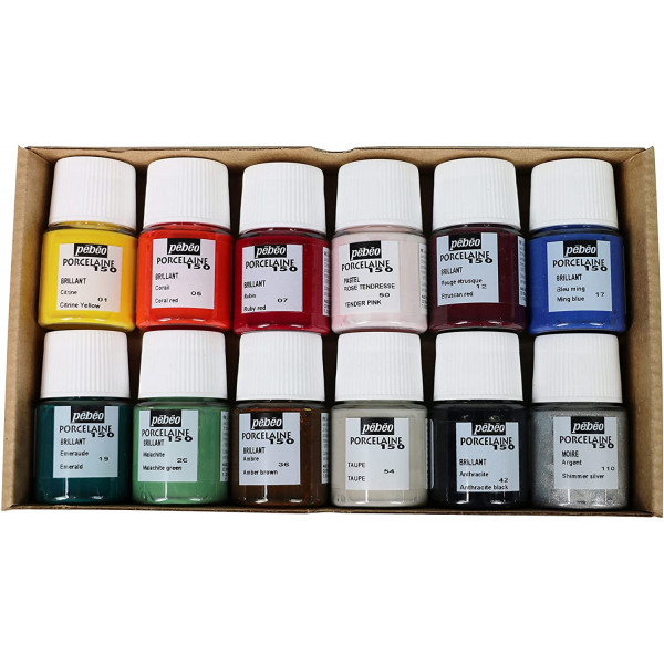 12 pots de peinture pour porcelaine - Pébéo - Porcelaine 150 - 20 ml