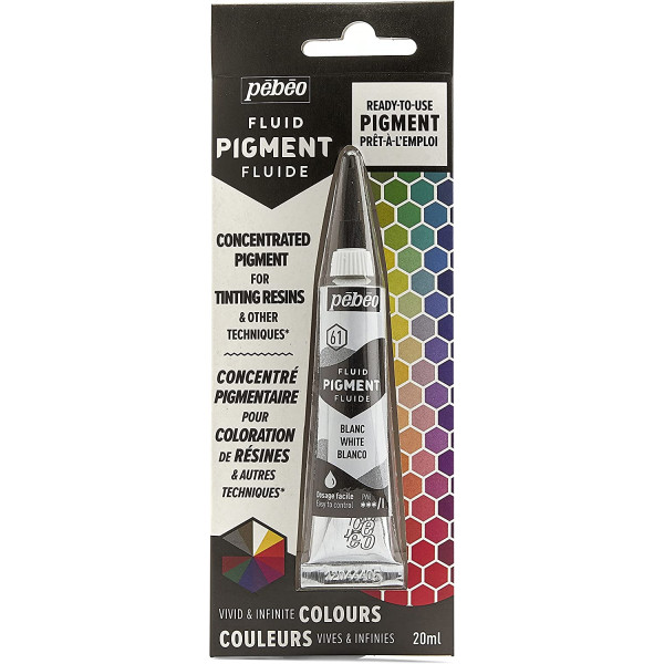 photo-Pigment pour résine - Prêt à l'emploi - Pébéo - Fluid Pigment - Blanc - 20 ml