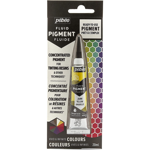 photo-Pigment pour résine - Prêt à l'emploi - Pébéo - Fluid Pigment - Jaune - 20 ml