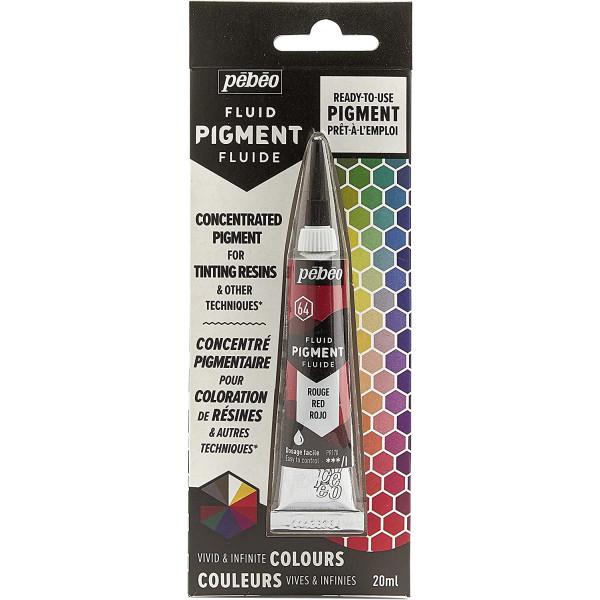 photo-Pigment pour résine - Prêt à l'emploi - Pébéo - Fluid Pigment - Rouge - 20 ml