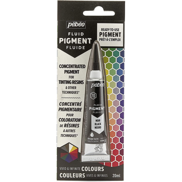 photo-Pigment pour résine - Prêt à l'emploi - Pébéo - Fluid Pigment - Noir - 20 ml