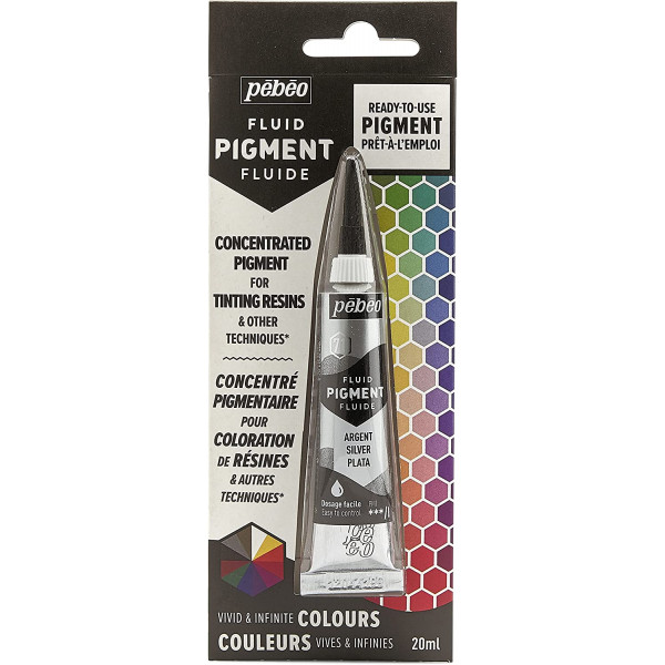 photo-Pigment pour résine - Prêt à l'emploi - Pébéo - Fluid Pigment - Argent - 20 ml
