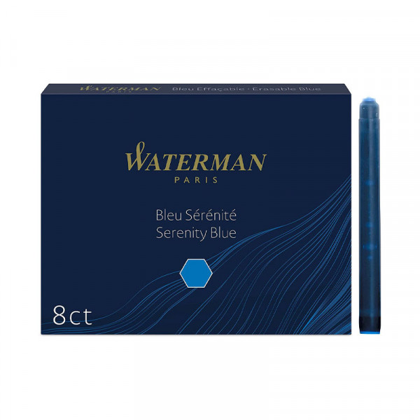 Etui de 8 cartouches longues standard d'encres bleu sérénité - Waterman S0110860 | Surdiscount