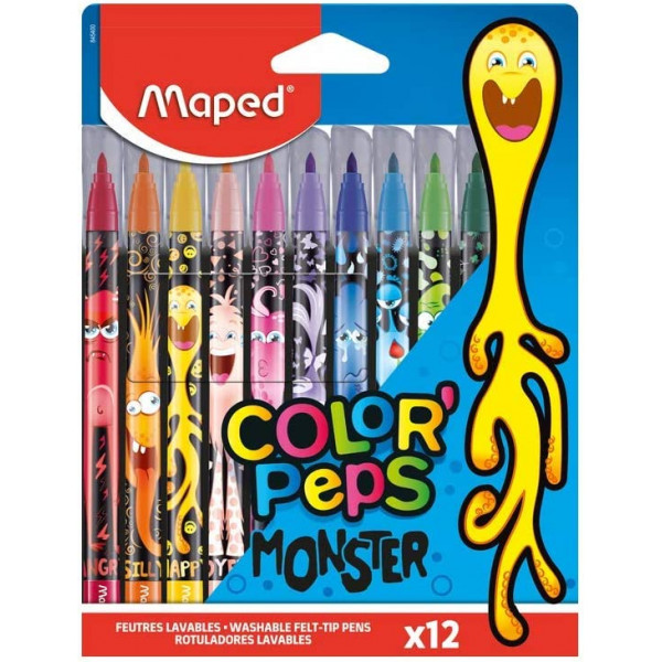 photo-12 feutres de coloriage - Pointe moyenne - Assortiment - Color'Peps Monster - Maped