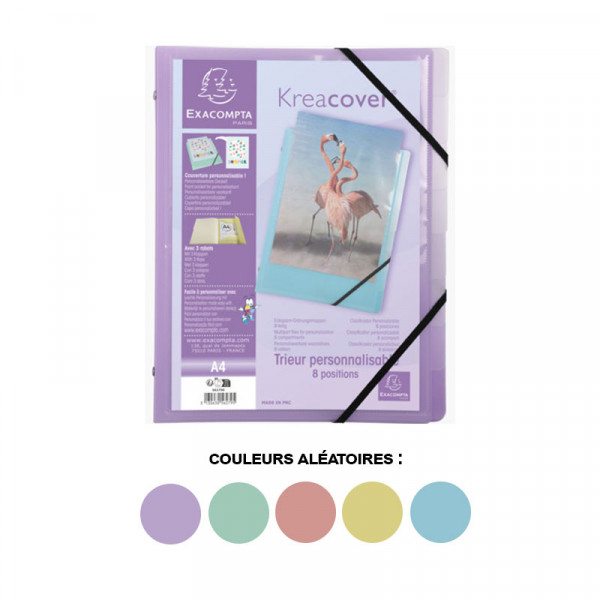 Trieur 8 compartiments avec 3 rabats - Exacompta Kreacover | Surdiscount