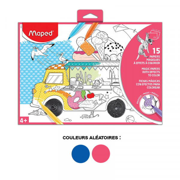 Etui de 15 papiers magiques à effets à colorier A4 - Maped