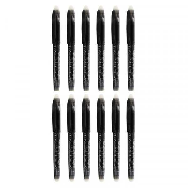 photo-12 stylos encre gel effaçable R-Pen noir pointe moyenne 0.7mm