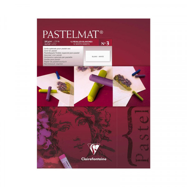 Bloc dessin pastelmat 12 feuilles 18x24cm blanc N°3 - Clairefontaine