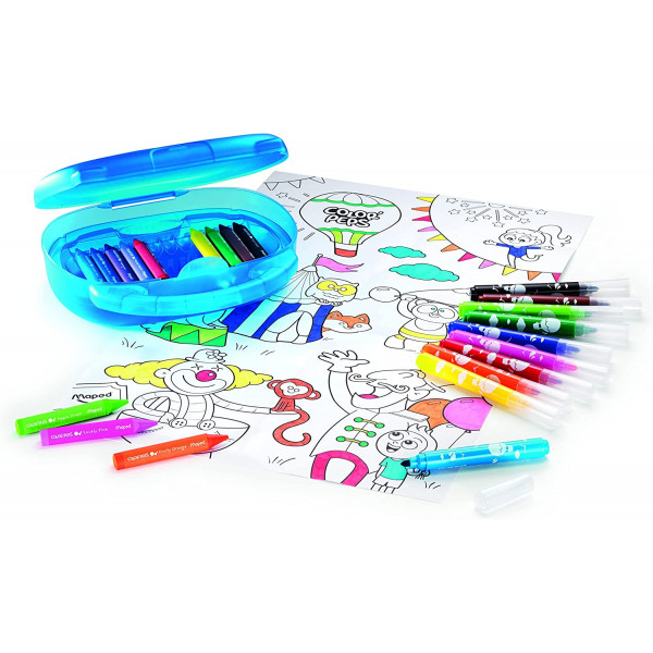 Mallette de coloriage - Feutres - Crayons de cire - Pour enfant - Color'Peps - Maped