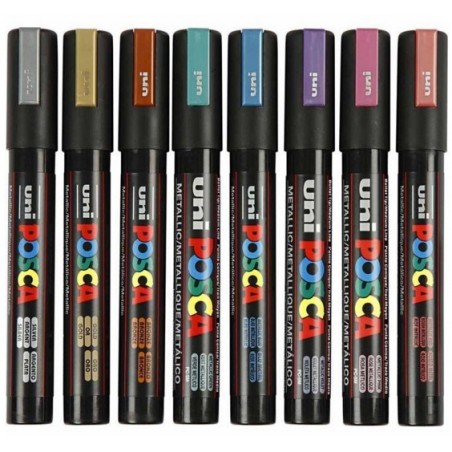 BOITE 8 POSCA METAL PC5M ASSORTIS