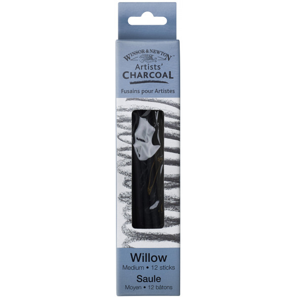 photo-Fusains - Noir - Moyen - Boîte de 12 fusains - Winsor et Newton