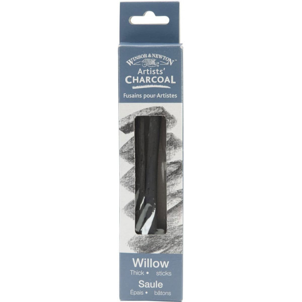 photo-Fusains - Noir - Epais - Boîte de 12 fusains - Winsor et Newton