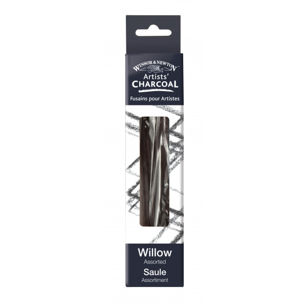 photo-Fusains - Noir - Assortiment fin moyen épais - Boîte de 12 fusains - Winsor et Newton