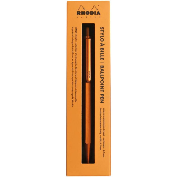 Stylo à bille - Orange - Rétractable - Mine 0,7mm - Rhodia - Collection scRipt
