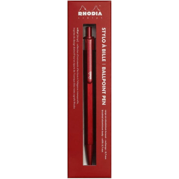 Stylo à bille - Rouge - Rétractable - Mine 0,7mm - Rhodia - Collection scRipt