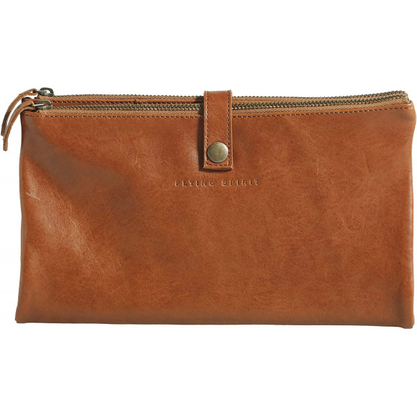 photo-Trousse - Marron - Plate - Cuir véritable - Flying Spirit - Clairefontaine