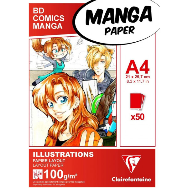 photo-Bloc dessin - A4 21 x 29,7cm - BD Comics Manga - Papier layout - Clairefontaine