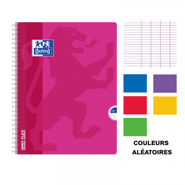 Cahier - 24x32(cm) - Grands carreaux - 100 pages - couverture en polypro - à spirale - Oxford - OpenFlex