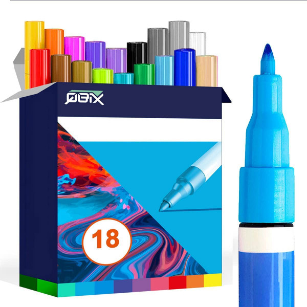 photo-Marqueurs - Peinture acrylique - Tous supports - 18 feutres - QBIX