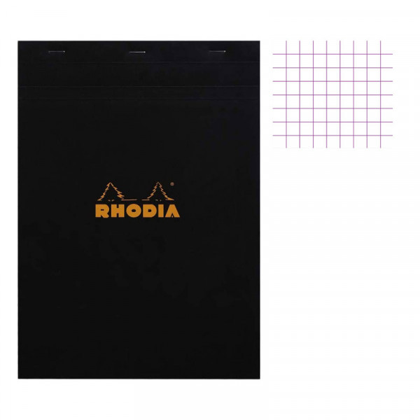 photo-Bloc notes - 11x17 cm - Petits Carreaux - 80 feuilles - Noir - Rhodia