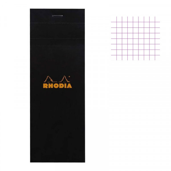 photo-Bloc notes - Shopping -  7,4 x 21 cm - Petits Carreaux - 80 feuilles - Noir - Rhodia