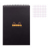 photo-Bloc notes - A4 - 21 x 29,7 cm - Petits Carreaux - 80 feuilles - Noir - Avec spirale - Rhodia - Gamme NotePad