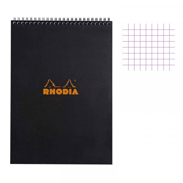 photo-Bloc notes - A4 - 21x29,7 cm - Petits carreaux - 80 feuilles - Avec spirale - Rhodia