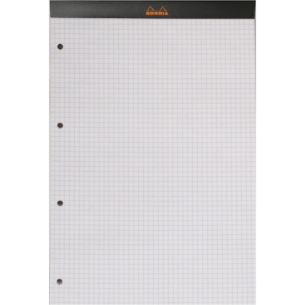 Bloc notes - A4 - 21x29,7 cm - Petits Carreaux - 80 feuilles - Perforées - Rhodia
