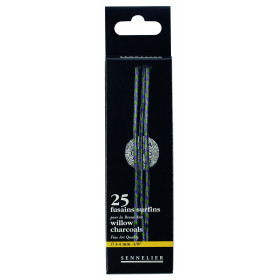 Fusains - Noir - 3 à 4 mm - 25 bâtons - Sennelier