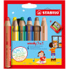 photo-Etui carton de 6 crayons de couleur STABILO woody 3 in 1 + 1 taille-crayon