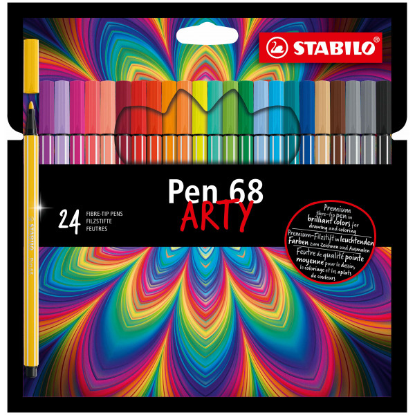 Etui carton de 24 feutres de dessin STABILO Pen 68 ARTY - pointe moyenne