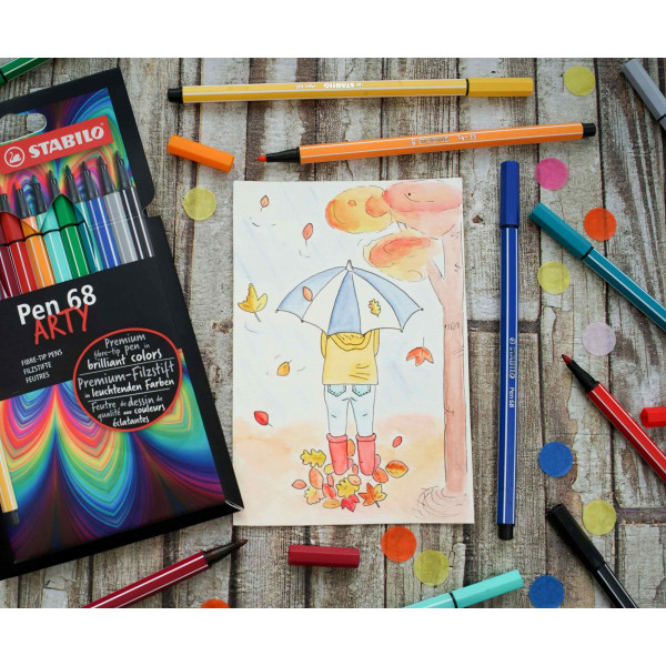 Etui carton de 30 feutres de dessin STABILO Pen 68 ARTY- pointe moyenne