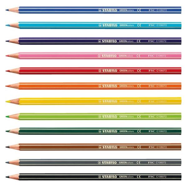 Etui carton de 12 crayons de couleur STABILO GREENcolors ARTY