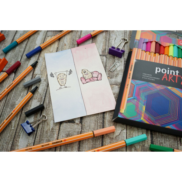 Etui carton de 18 feutres fins STABILO point 88 ARTY - pointe fine