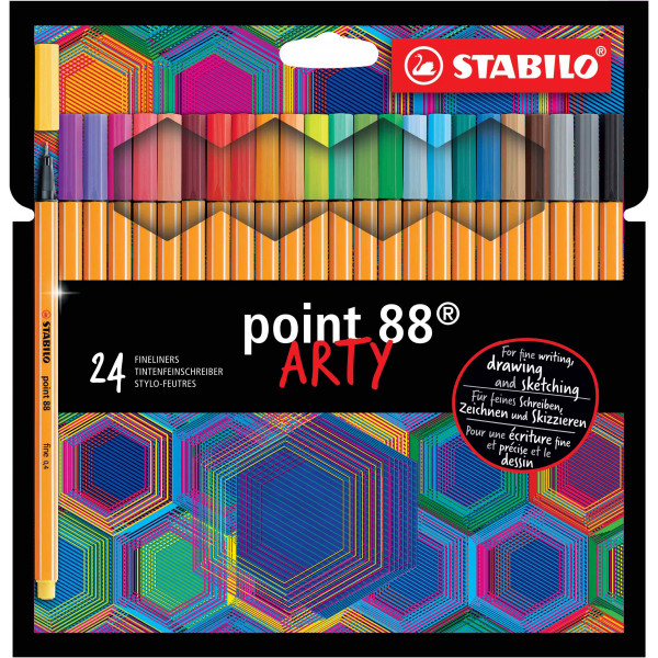 photo-Etui carton de 24 feutres fins STABILO point 88 ARTY - pointe fine