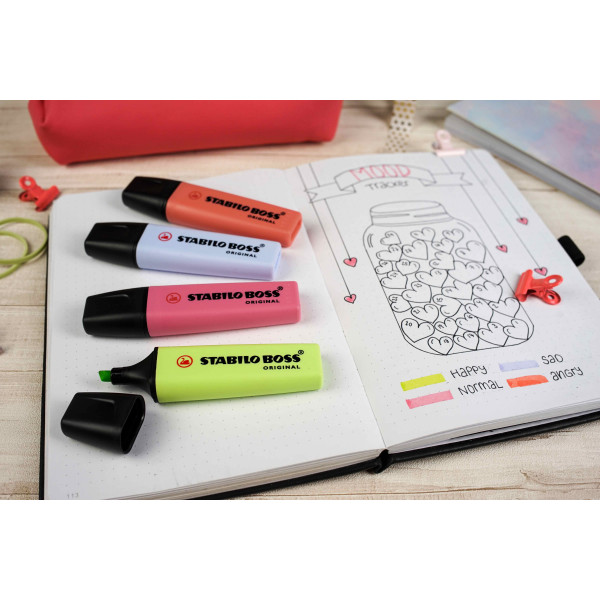 Pochette de 8 surligneurs STABILO BOSS ORIGINAL Pastel - assortiment pastel