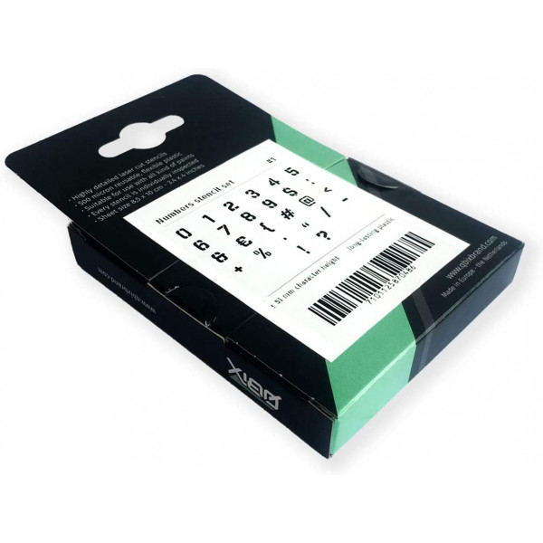 Set de pochoirs 5 cm - Chiffres et caractères spéciaux n°1 - Qbix