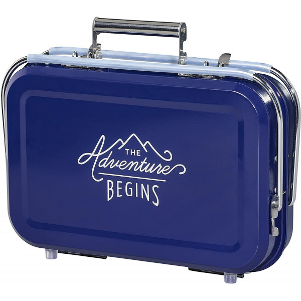 Barbecue portable - Pour pique-nique camping - Bleu - Acier inoxydable