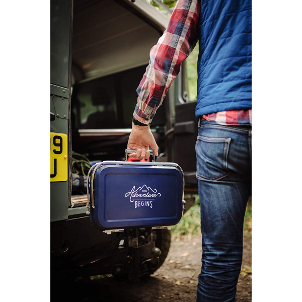 Barbecue portable - Pour pique-nique camping - Bleu - Acier inoxydable