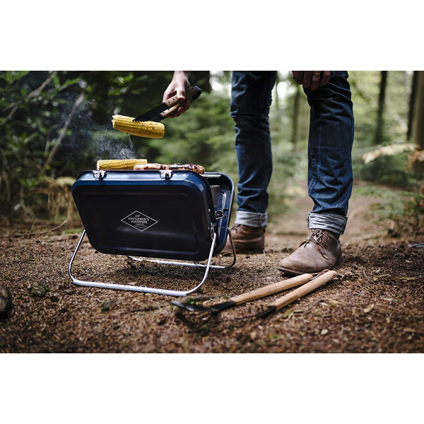 Barbecue portable - Pour pique-nique camping - Bleu - Acier inoxydable