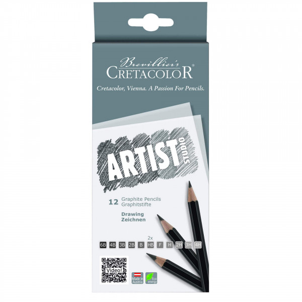 photo-Etui de 12 crayons graphite - Beaux-Arts - 6B 4B 3B 2B B HB F H 2H 3H 4H - Cretacolor