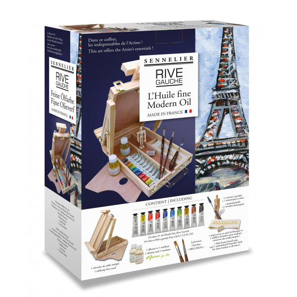 Coffret - Chevalet - Peinture à l'huile - Sennelier - Rive gauche - 10 tubes de 21ml