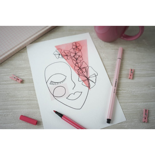 Feutre de dessin STABILO Pen 68 - pointe moyenne - Rose poudré 28
