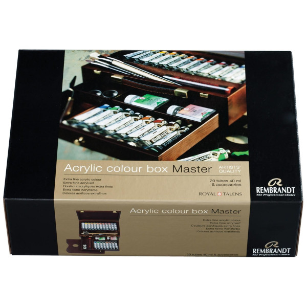 photo-Peinture acrylique - Coffret bois - 20 tubes de 40 ml - Rembrandt