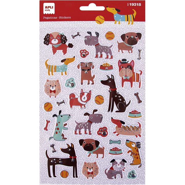 photo-Gommettes - Stickers - Animaux - Chiens - 35 pièces - Apli Kids