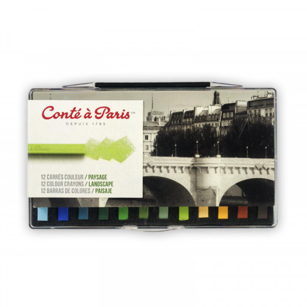 photo-Carrés couleur - Pastels - Boîte de 12 carrés - Conté à Paris - Couleurs paysage