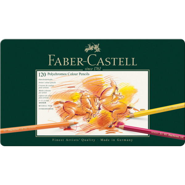 photo-Crayons de couleur - Polychromos - Faber-Castell - Boîte métal 120 pièces