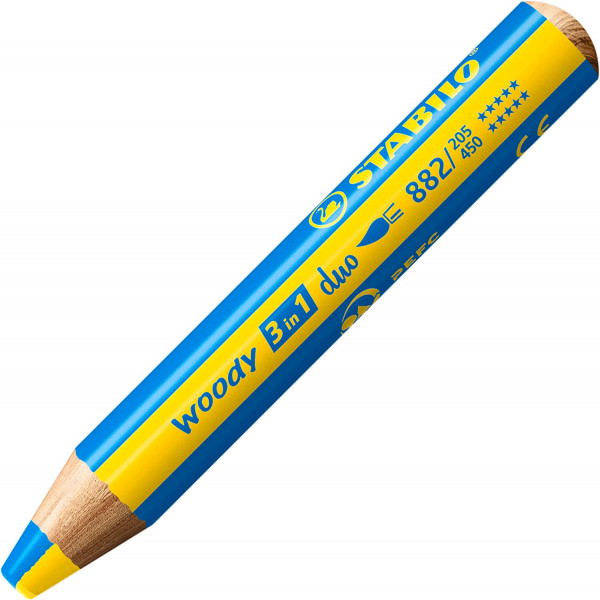 Etui carton de 5 crayons de couleur STABILO woody 3 in 1 mine bicolore + 1 taille-crayon