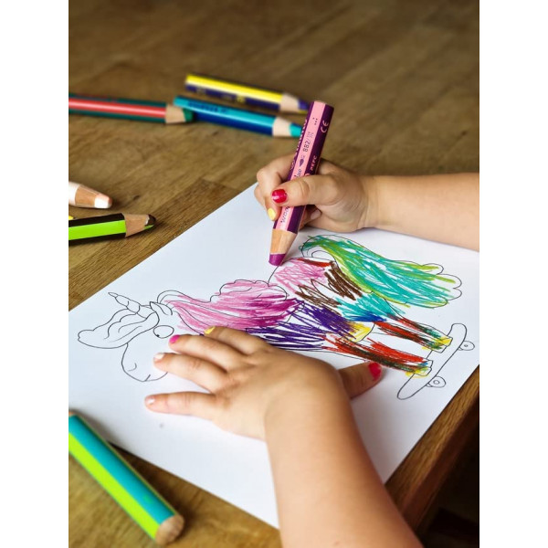 Etui carton de 5 crayons de couleur STABILO woody 3 in 1 mine bicolore + 1 taille-crayon